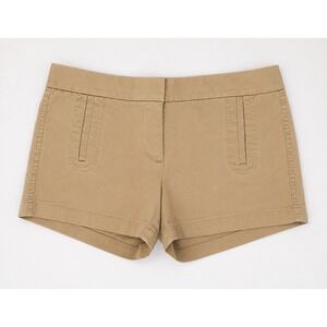 J.Crew‎ Womens Cotton Khaki Tan Chino Shorts Stretch Size 2 Small VTG Y2K Preppy